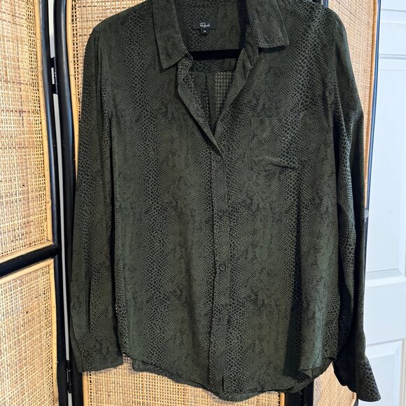 Rails "Kate" Green Python Print Silk Blouse | Medium - Picture 2 of 4